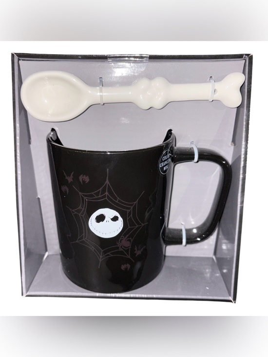 Rae Dunn Other - Jack Skellington Spiderweb Heat-Change Mug with White Spoon
